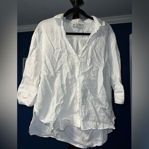 Zara Classic White Collared Shirt, 3/4 sleeves